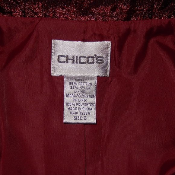 New Chico's 0 Small Dark Red Burgundy Lightly Quilted Snap Vest Jacket - Picture 4 of 5